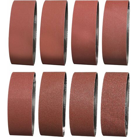 MINKUROW Schleifband 75 x 533 mm - 2 x Körnung 40/60/80/120/180/240/320/400 Schleifband Gxk51-P zum Schleifen, Polieren und Stauben, ideal für Holz (16 Stück)
