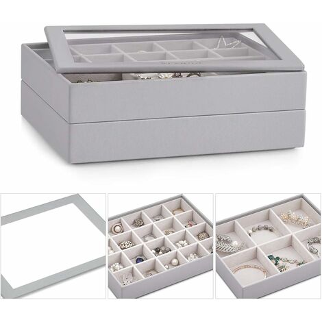MINKUROW Schmuck-Organizer, Schmuck-Organizer für Ohrringe, Armreif, Halskette und Ringe, Aufbewahrungsbox