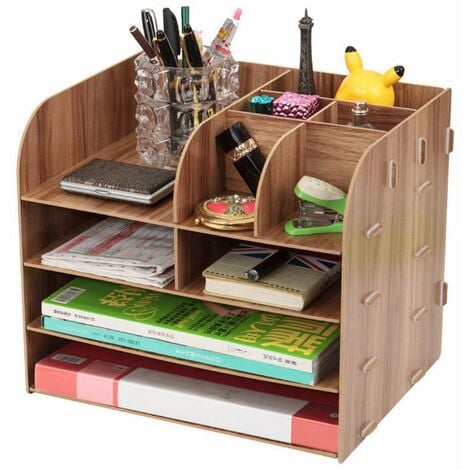 MINKUROW Schreibtisch-Organizer, zusammensetzbarer Schubladen-Aktenhalter für Schreibtisch, Zeitschriften, Ordner, Holz