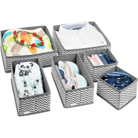 MINKUROW Schubladen-Organizer – 6er-Set  Faltbare Aufbewahrungsfächer für Socken, BH, Unterwäsche, Krawatte  Faltbarer Schubladen-Organizer, Schubladenteiler, Aufbewahrungsbox, Schrank-Organizer