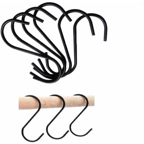 MINKUROW Schwarzer Edelstahl-S-Haken für Küche/Bad/Schlafzimmer/Büro – 10er-Pack, großer S-förmiger Haken zum Aufhängen – 8,9 cm, Hängeregal für Schrank/Handtücher/Pfannen/Pflanzen/Topf/Taschen/Vorhan
