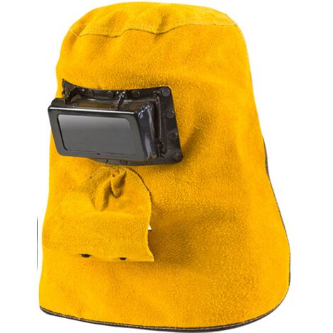 MINKUROW Schweißhelm aus Leder, Schutzmaske mit atmungsaktivem Loch, Schweißmaske mit Sicherheitsglas