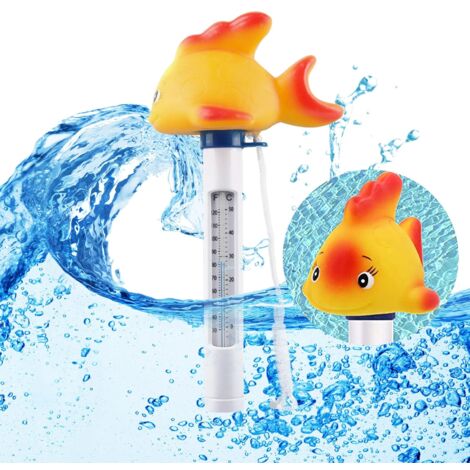 MINKUROW Schwimmendes Pool-Thermometer, Taozoey Goldfisch, schwimmendes Pool-Thermometer, schwimmendes Wasserthermometer, Badethermometer mit Schnur, geeignet für Schwimmbäder, Spas und Fischteiche