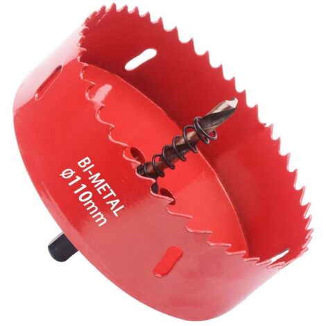MINKUROW Sega a tazza bimetallica, sega a tazza per legno Ø110mm, punta per centraggio sega a tazza, per forare plastica, PVC, legno, pannelli di fibra, metallo morbido