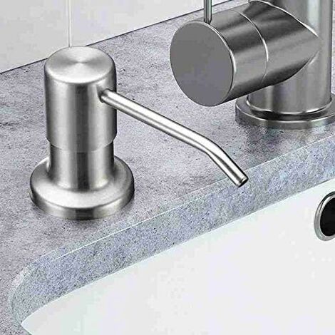 MINKUROW Seifenspender für Spülbecken, Flüssigwaschpumpe, integriertes Design mit großer Kapazität, Top-Nachfüllung, gebürstetes Nickel