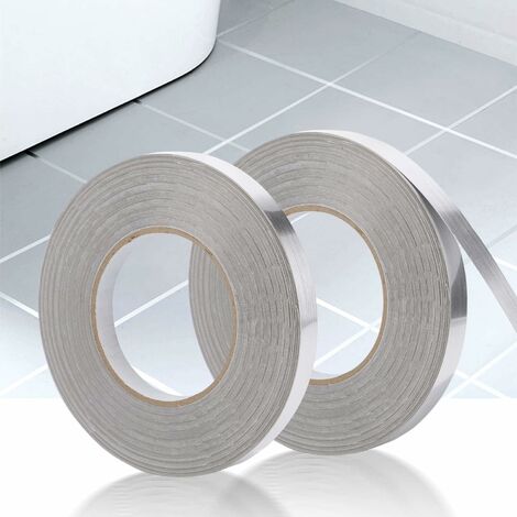 MINKUROW Selbstklebendes dekoratives Klebeband für Fliesen, wasserdichtes Fugenband, für Böden, Wände, Decken, Türen und Fenster, Heimdekoration (2x(1cmx50m),Silber)