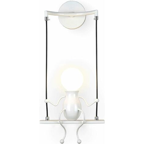 MINKUROW Semplice Moda Bambola Altalena Bambini Moderna Applique Da Parete Soggiorno Camera Da Letto Lampada Da Comodino Creativa Per Vacanze/Regalo Di Nozze (Bianco)