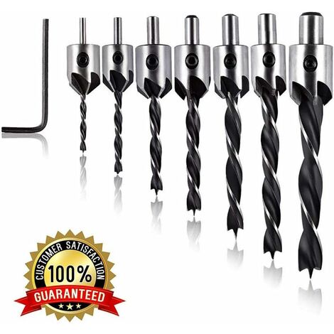 MINKUROW Senkbohrer-Set, Yaaso Hss Zimmerei-Reibahle Entgratungs-Senker-Werkzeug für Holz-Kunststoff-Weichmetall 7-teilig
