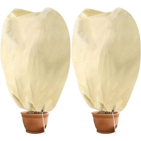 MINKUROW Set De 2 Fundas De Invierno Para Plantas Con Cordón Y Cremallera Polipropileno Velo De Invierno Funda Protectora Para Plantas Reutilizable Resistente 80x100cm