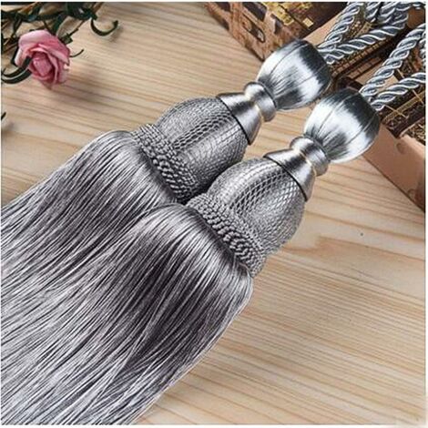 MINKUROW Set Di 2 Fermacravatte Con Corde, Nappe E Palline Grigie