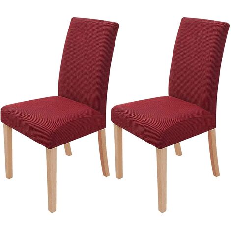 MINKUROW Set Di 2 Fodere Per Sedie Elastiche Rimovibili E Lavabili Per Sedie Da Pranzo, Moderne Elastiche Per Sedie, Decorazione Per Banchetti In Ufficio, Feste Di Nozze (Vino Rosso)