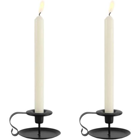 MINKUROW Set Di 2 Portacandele Vintage Decorazione Con Manico, Portacandele In Ferro 11x6 Cm, Regalo Per Tichdeko Natale Halloween Matrimonio Bagno Cucina Balcone Decorazione, Nero