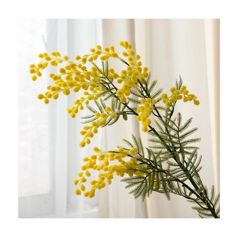 MINKUROW Set Di 3 Fiori Di Acacia Artificiali Gialli 86 Cm Piante Finte Simulazione Floreale Casa Decorazione Di Nozze Camera Da Letto Accessorio Fai Da Te (Giallo)