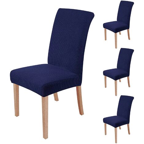 MINKUROW Set Di 4 Fodere Per Sedie Elastiche, Rimovibili E Lavabili, Fodere Per Sedie Da Pranzo, Moderne, Elastiche, Per Sedie, Decorazione Per Banchetti In Ufficio, Festa Di Nozze (Blu Navy)