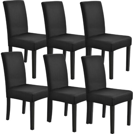 MINKUROW Set Di 6 Fodere Per Sedie 42-53 Cm Fodera Per Sedia Elasticizzata Lavabile In Lavatrice Grigio Scuro (Nero)