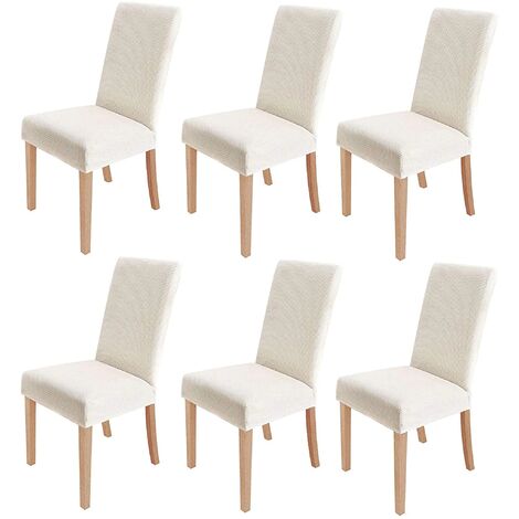 MINKUROW Set Di 6 Fodere Per Sedie Elastiche, Rimovibili E Lavabili, Per Sedie Da Pranzo, Moderne, Elastiche, Per Decorazioni Per Banchetti In Ufficio, Feste Di Matrimonio (Bianco Crema)