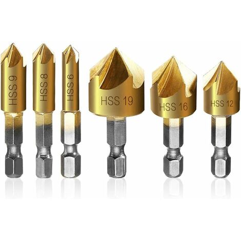 MINKUROW Set Di 6 Taglierine Per Svasatura Esagonali Per Legno Di Metallo