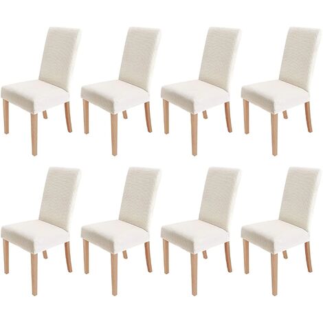 MINKUROW Set Di 8 Fodere Per Sedie Elastiche Rimovibili E Lavabili Per Sedie Da Pranzo Moderne Elastiche Per Sedie Protettive Decorazione Per Banchetti In Ufficio Festa Di Nozze (Bianco Crema)