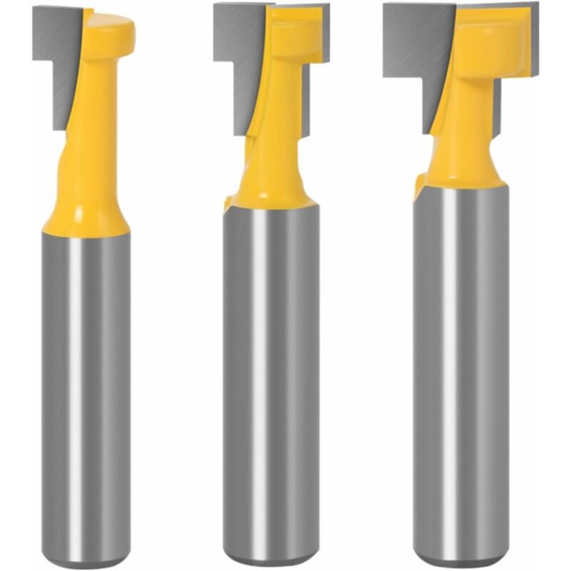 Image of Set di punte per router con scanalatura a t con gambo da 8 mm, 3 pezzi Fresa per scanalatura a t Fresa per lavorazione del legno Fresa per utensili