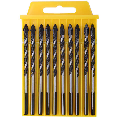 MINKUROW Set mit 10 Φ6 mm Bohrern – Bohrer für Bohrschrauber und Schlagbohrmaschinen – speziell für Beton, Holz, Kunststoff und Mauerwerk – langlebige Werkzeuge – Lieferung in einer Box