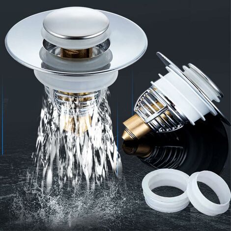 MINKUROW Set mit 2 Abflussstöpseln, Universal-Abflussstöpsel für Waschbecken, Abflussstopfen für Küche, Badezimmer, Anti-Clog-Abflusssieb, Abflusssieb für Waschbecken [für 32–40 mm Abflussloch]