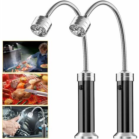 MINKUROW Set mit 2 magnetischen Grilllichtern – 360° verstellbares LED-Licht – Grillzubehör – batteriebetrieben
