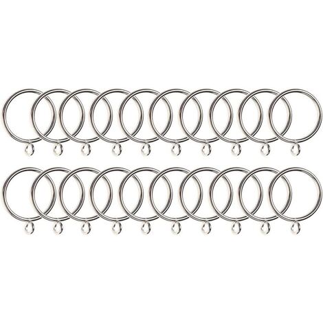 MINKUROW Set mit 20 Stück Gardinenringen, Aufhängeringen für Gardinen und Stangen, 38 mm Innendurchmesser, Silber