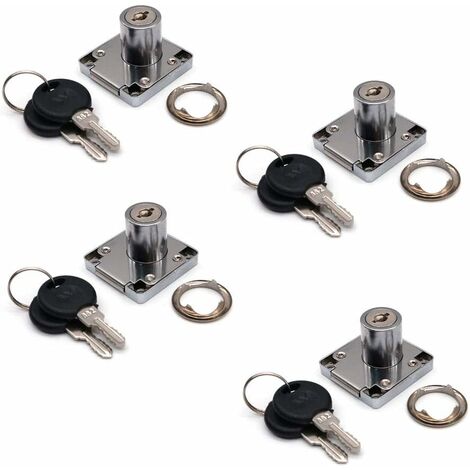 MINKUROW Set mit 4 Schrank- und Schubladenschlössern mit 2 Schlüsseln, Schrankschlosszylinder, Nockenschloss aus Zinklegierung für Tür, Schrank, Schublade, Briefkasten (22 mm)