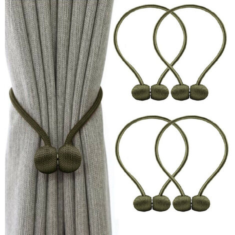 MINKUROW Set mit 4 Stück Gardinen-Raffhalter, magnetische Gardinen-Raffhalter, magnetische Flechtvorhänge, Schnalle (grün)