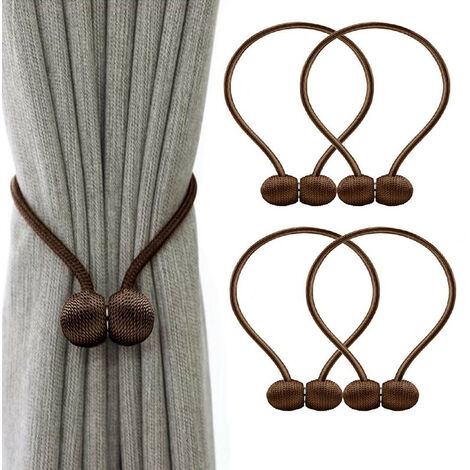 MINKUROW Set mit 4 Stück Gardinenhalter Magnetische Gardinenhalter Magnetische Flechtvorhänge Schnalle (Kaffee)