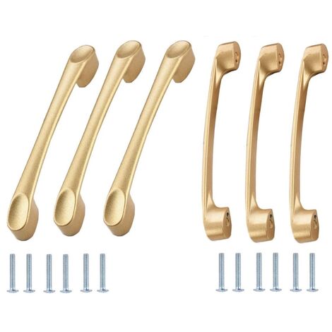 MINKUROW Set mit 6 goldfarbenen Küchenschrankgriffen, 96 mm Mittelabstand, moderner Schranktürgriff, Aluminiumlegierung, Schrankgriff, Schlafzimmer-Schubladengriff, inklusive Schrauben