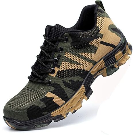 MINKUROW Sicherheitsschuhe Herren Damen Arbeitsschuhe Leichte Stahlkappe Schutzschuhe Atmungsaktiv Leicht Sicherheitstrainer,Grün,46EU