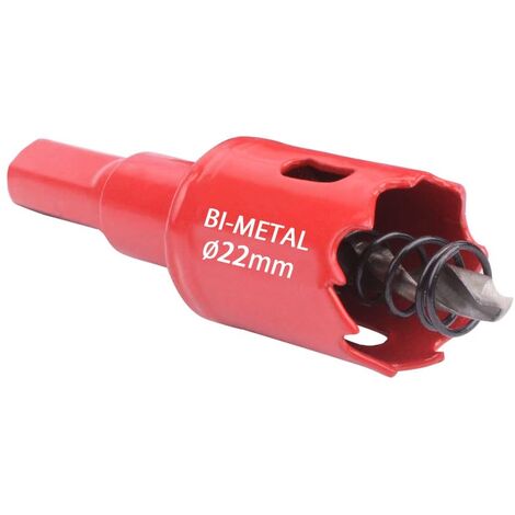 MINKUROW Sierra de corona bimetálica, sierra de corona para madera Ø22 mm, sierra de centro, para taladrar plástico, PVC, madera, tableros de fibra, metal blando