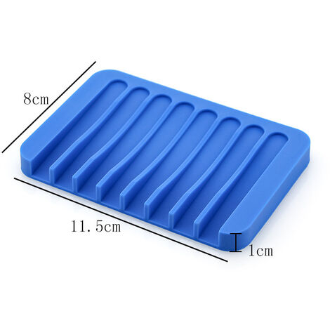 MINKUROW Silikon-Seifenschale Selbstentleerende Seifenaufbewahrungsbox Teller Trockenseifenschale Seifenschale mit Kammform für Dusche Badezimmer Küche Blau-4-tlg