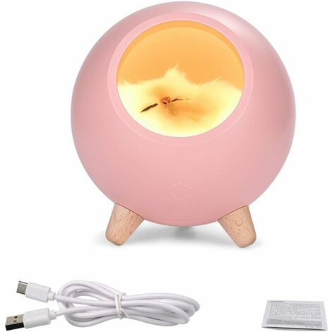 MINKUROW Simpatico Gatto Che Dorme Luce Notturna - Ricarica Usb - Dimmerabile Senza Interruzioni - Lampada Da Comodino