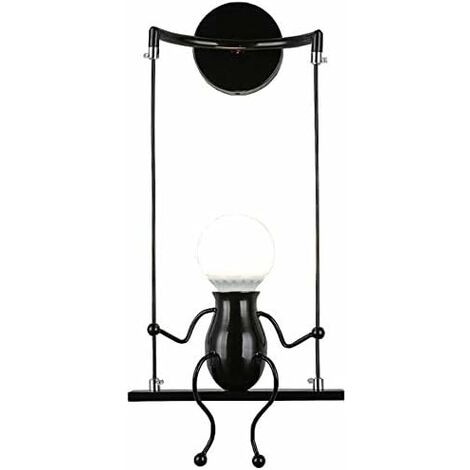 MINKUROW Simple Moda Muñeca Columpio Niños Moderno Aplique De Pared Sala De Estar Dormitorio Creativo Luz De Pared Junto A La Cama Vacaciones / Regalo De Boda (Negro)