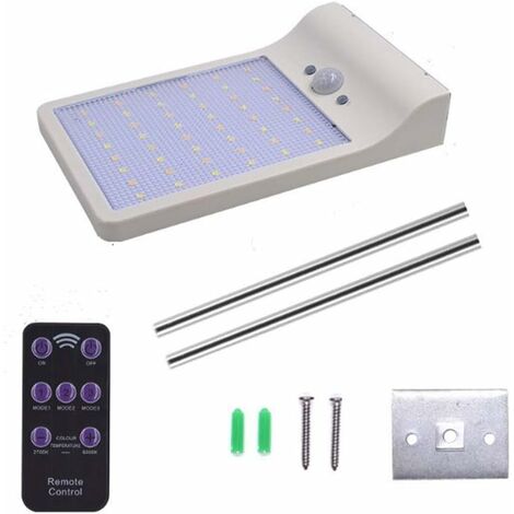 MINKUROW Solar Dachrinnenbeleuchtung Outdoor, 48 LEDs Kabellos mit Bewegungssensor, 3 Beleuchtungsmodi, 7 einstellbare Farbtemperaturen, IP65 wasserdicht, Sicherheitslicht für Haus, Weg