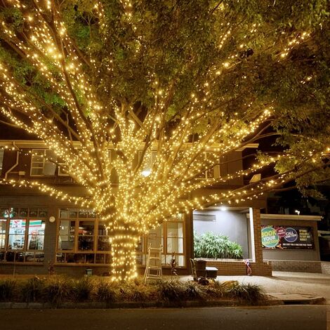 MINKUROW Solar-Lichterkette, 22 m, 200 LEDs, wasserdichte Solar-Lichterkette für den Außenbereich, 8 Modi, Dekorationslicht für Garten, Terrasse, Hof, Haus, Weihnachten, Hochzeit, Party