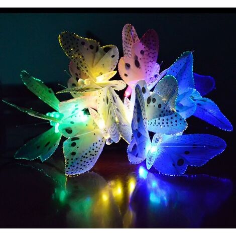 MINKUROW Solar Powered 12 Led Animal Design Fairy Lights Multicolor Fiber Optic Butterfly Decoración Luces Para El Hogar, Patio, Jardín, Árbol Y Decoración Al Aire Libre