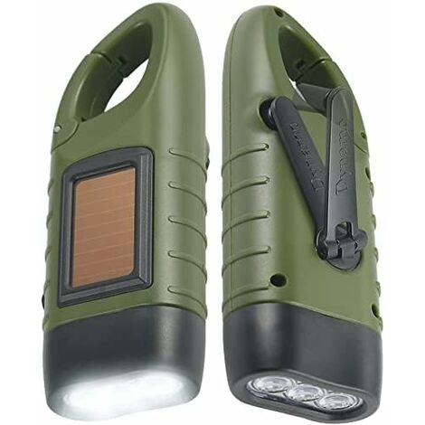 MINKUROW Solar-Taschenlampe 2er-Pack Solar-LED-Taschenlampe & Handkurbel-Taschenlampe Wiederaufladbare Outdoor-Aktivitäts-Notlicht - Grün 2St