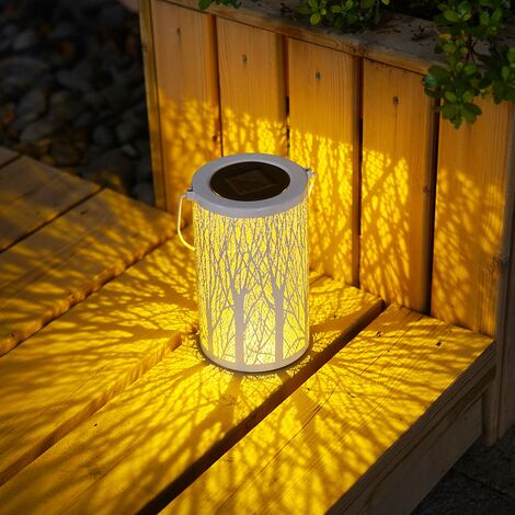 MINKUROW Solarlaterne für den Außenbereich, weiß, zum Aufhängen, wasserdichte Solarlampe, ideal für Gärten, Terrassen, Hinterhöfe und Wege