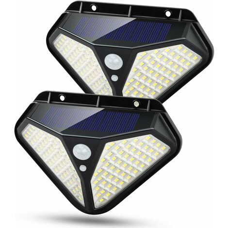 MINKUROW Solarleuchte Außen, 【2pack-102 Led-2200mah】 Solarleuchte für den Außenbereich, Bewegungssensor, LED-Solarbeleuchtung, IP65, wasserdicht, Solarstrahler, Sicherheit, kabellos, LED-Wandleuchte f