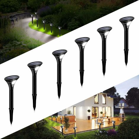 MINKUROW Solarleuchten für den Außenbereich, [6er-Pack] Solarflutlicht mit Bewegungssensor, 120 Stunden Beleuchtung, LED-Solarstrahler für den Außenbereich, IP65, kabellos, 2 Modi, Licht für Gartenweg