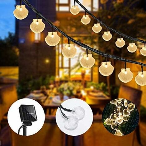 MINKUROW Solarmuschel-Lichterkette, 6 m, 30 Lichter, Hochzeit, Weihnachten, Geburtstag, Urlaub, Schlafzimmer, dekorative LED-Lichter, Hof, Partylichter, Verluste der Freundin, warmweiß