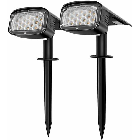 MINKUROW Solarstrahler für den Außenbereich, 34 LEDs, wasserdicht, für den Außenbereich, Garten, Solarleuchte, Solarstrahler, 2-in-1, 3-Modus-Installation für Wege, Terrasse, Auffahrt, 2 Stück