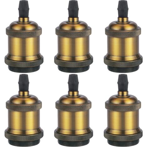 MINKUROW Solide E27 Vintage-Lampenfassung, Aluminium-Keramik-Lampenfassung, Edison-Schraube, Glühbirnen-Fassungsadapter, DIY-Wand-, Tisch-, Boden- oder Deckenlampe, Vintage-Messing, 6er-Set