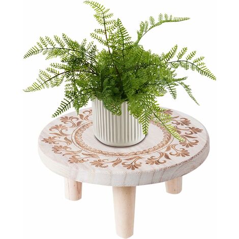 MINKUROW Soporte De Maceta De Madera Redondo Pequeño, Mini Taburete, Soporte De Exhibición De Plantas Suculentas, Bonsái, Plantas En Maceta, Soporte De Maceta Rústica