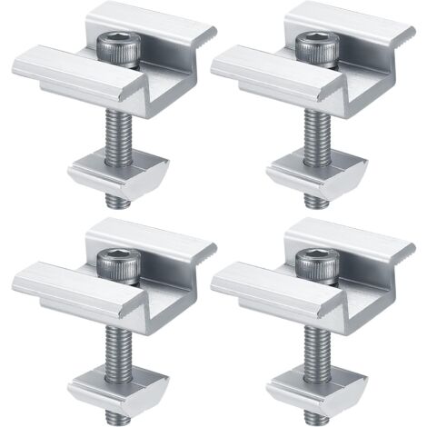 MINKUROW Soporte de Montaje de Panel Solar, 4 Piezas de Soportes de Abrazadera Media para Panel Solar, Soporte de Montaje de Aluminio para Paneles Solares de Módulo de 35 mm para Autocaravanas y Barco