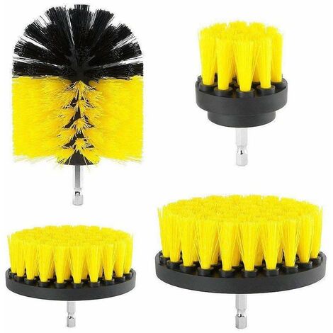 MINKUROW Spazzola Per Trapano Spazzola Per Trapano Spazzola Per Spazzola Kit Di Pulizia Per Pulizia Auto Doccia Piastrelle Ruote Imbottitura Tappetino Mortaio 4 Pz Giallo