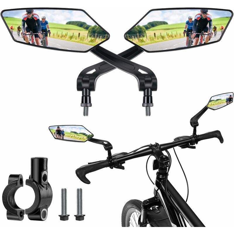 Image of Specchietti per Bici, 2PCS hd Specchietto Retrovisore per Scooter Elettrico Grandangolare, Specchietto per Bici Antideflagrante Regolabile a 360° per